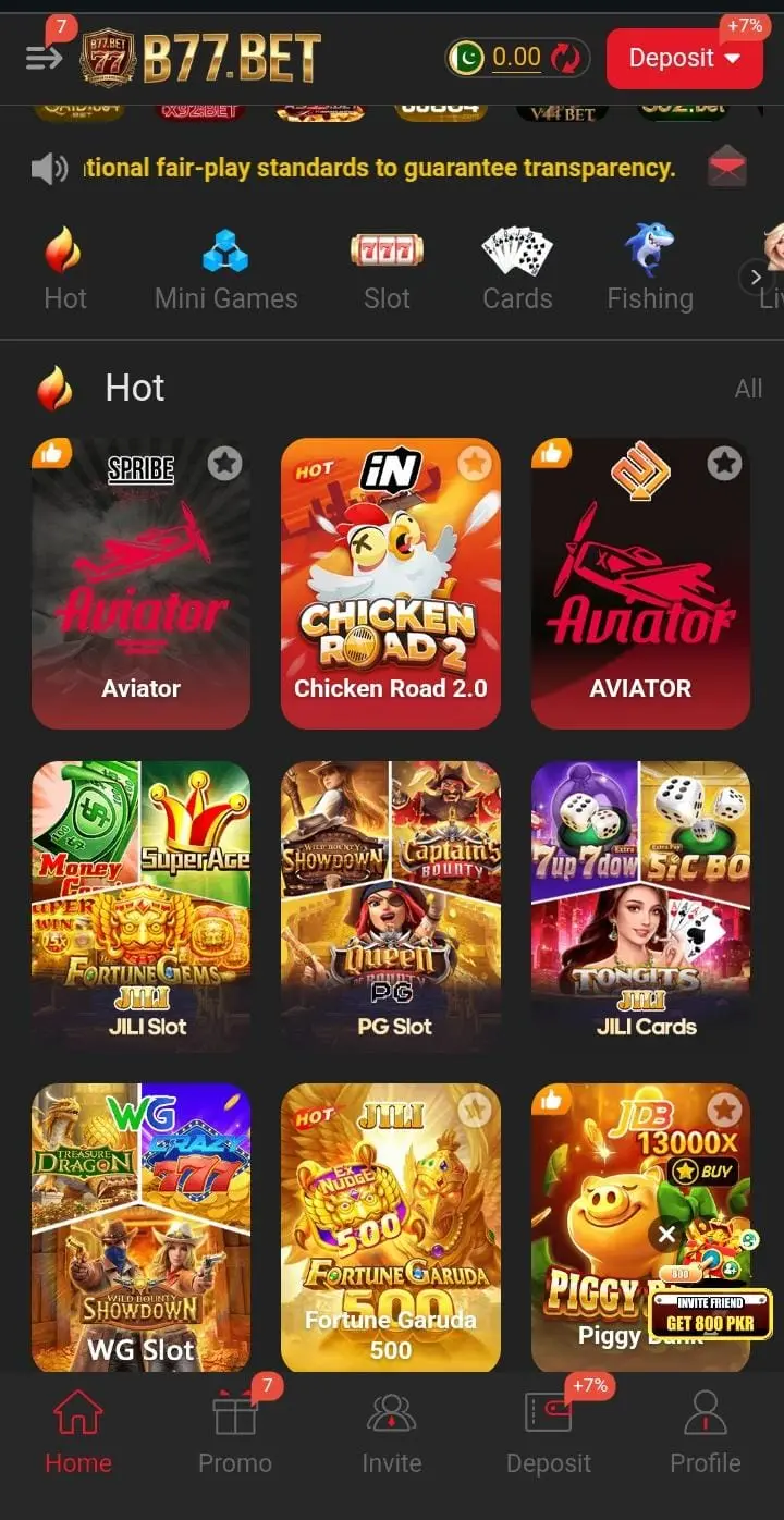 B77.bet game lobby image