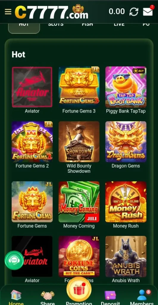 c7777 game lobby image